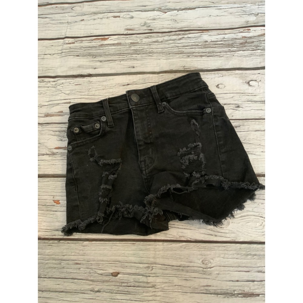 Aeropostale Vintage High Rise Shorty Black Distressed Denim Jean Shorts Size 00